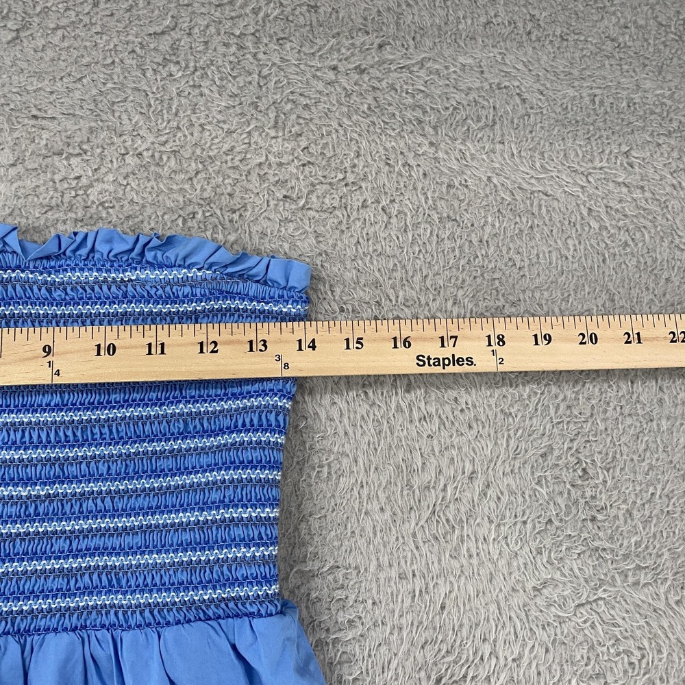 American Eagle Outfitters Maxi Sundress Womens M Blue Smocked Strapless Tiered - Picture 4 of 12